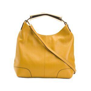CHEVAL Senape Made In Italy Leather Hobo With Resin Handle